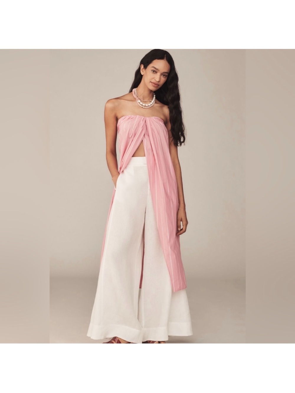 Anthropologie Maeve Strapless Twist Open Front Long Top M